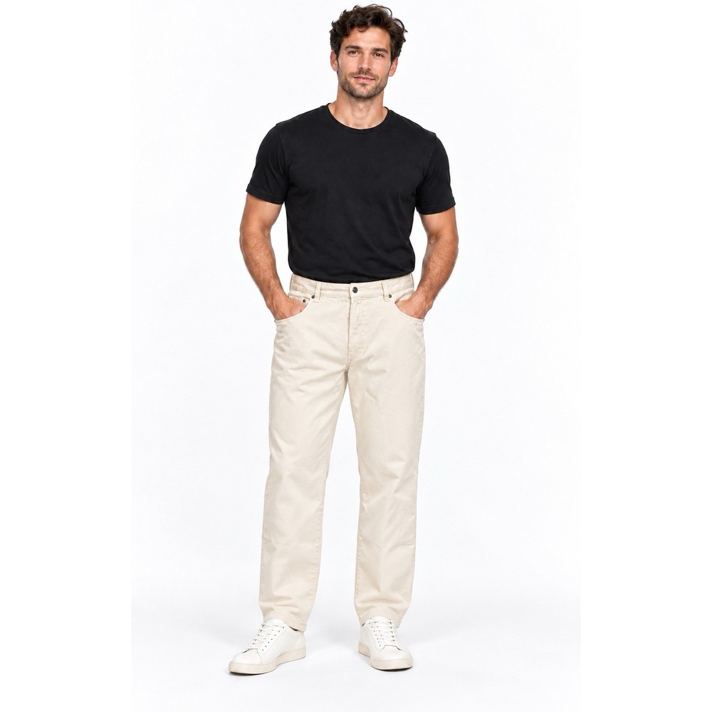 Ermenegildo Zegna Men's 40 Cream Cotton 5-Pocket Pants 25" Inseam Italy